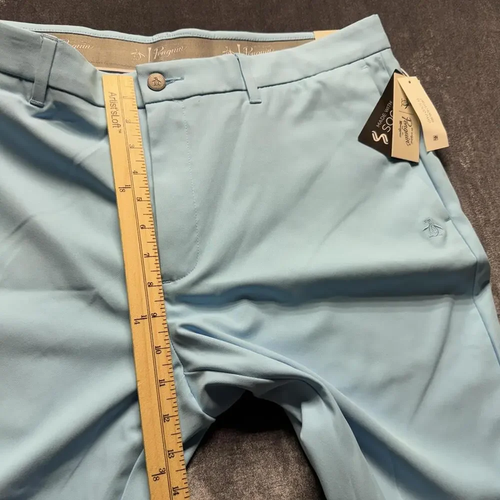 Original Penguin Chino Pants Mens 38x32 Blue Stretch Sorona Golf Flat Front